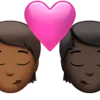 Apple platformu için kiss: person, person, medium-dark skin tone, dark skin tone