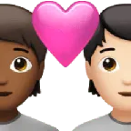 couple with heart: person, person, medium-dark skin tone, light skin tone untuk platform Apple