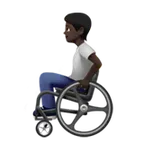 person in manual wheelchair: dark skin tone til Apple platform