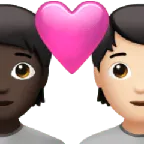 couple with heart: person, person, dark skin tone, light skin tone untuk platform Apple