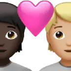 Apple 플랫폼을 위한 couple with heart: person, person, dark skin tone, medium-light skin tone