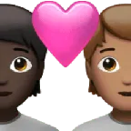 couple with heart: person, person, dark skin tone, medium skin tone für Apple Plattform