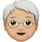 older person: medium-light skin tone สำหรับแพลตฟอร์ม Apple