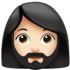woman: light skin tone, beard for Apple platform