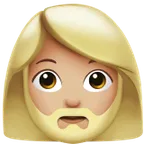 woman: medium-light skin tone, beard para a plataforma Apple