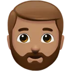 man: medium skin tone, beard لمنصة Apple
