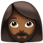 woman: medium-dark skin tone, beard for Apple-plattformen