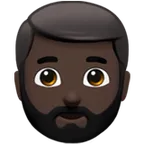 man: dark skin tone, beard untuk platform Apple