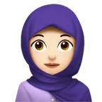 woman with headscarf: light skin tone untuk platform Apple