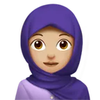 woman with headscarf: medium-light skin tone untuk platform Apple
