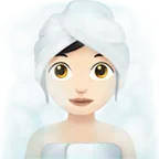 Apple 플랫폼을 위한 woman in steamy room: light skin tone