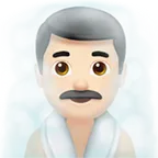 man in steamy room: light skin tone for Apple platform