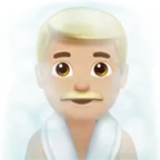 man in steamy room: medium-light skin tone for Apple platform