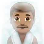 man in steamy room: medium skin tone pentru platforma Apple