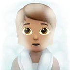 person in steamy room: medium skin tone สำหรับแพลตฟอร์ม Apple