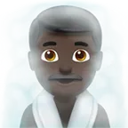man in steamy room: dark skin tone til Apple platform