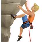man climbing: medium-light skin tone til Apple platform