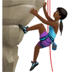 woman climbing: medium-dark skin tone para a plataforma Apple
