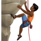 man climbing: medium-dark skin tone für Apple Plattform