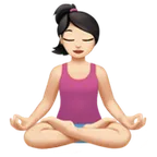 woman in lotus position: light skin tone for Apple platform