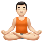man in lotus position: light skin tone for Apple platform