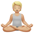 person in lotus position: medium-light skin tone per la piattaforma Apple