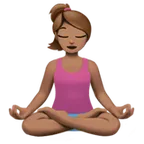 woman in lotus position: medium skin tone til Apple platform