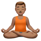 man in lotus position: medium skin tone لمنصة Apple