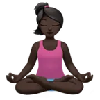 woman in lotus position: dark skin tone لمنصة Apple