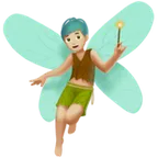 Apple 平台中的 man fairy: medium-light skin tone