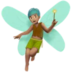 Apple 平台中的 man fairy: medium skin tone