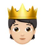 person with crown: light skin tone สำหรับแพลตฟอร์ม Apple