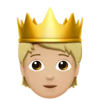 person with crown: medium-light skin tone สำหรับแพลตฟอร์ม Apple