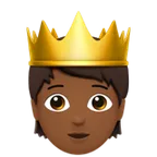 person with crown: medium-dark skin tone สำหรับแพลตฟอร์ม Apple