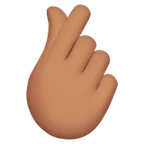 hand with index finger and thumb crossed: medium skin tone pentru platforma Apple