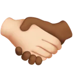 handshake: light skin tone, medium-dark skin tone untuk platform Apple