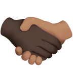 handshake: dark skin tone, medium skin tone สำหรับแพลตฟอร์ม Apple