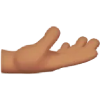 palm up hand: medium skin tone สำหรับแพลตฟอร์ม Apple