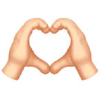 heart hands: light skin tone untuk platform Apple