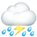 Apple platformon a(z) cloud with lightning and rain képe