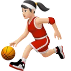 woman bouncing ball: light skin tone til Apple platform