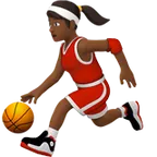 woman bouncing ball: medium-dark skin tone لمنصة Apple