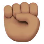 raised fist: medium skin tone per la piattaforma Apple