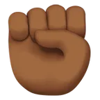 raised fist: medium-dark skin tone per la piattaforma Apple