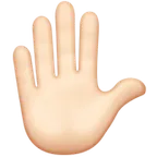 raised hand: light skin tone per la piattaforma Apple