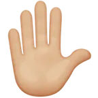 raised hand: medium-light skin tone untuk platform Apple