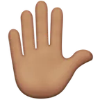 raised hand: medium skin tone pentru platforma Apple