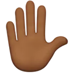 Apple 플랫폼을 위한 raised hand: medium-dark skin tone