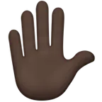 raised hand: dark skin tone pentru platforma Apple