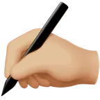 Apple dla platformy writing hand: medium-light skin tone